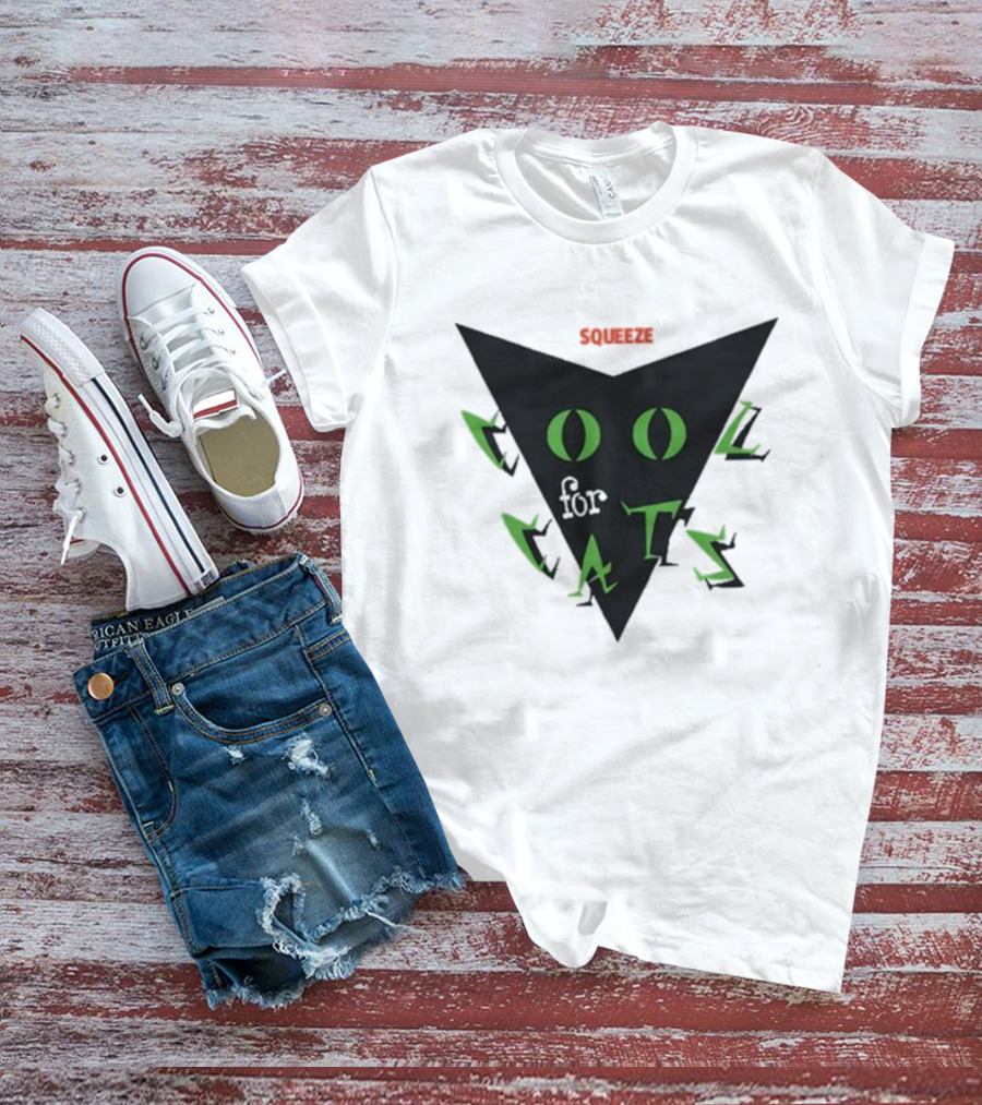Squeeze Cool For Cats Black Green Eyes Triangle T-Shirt