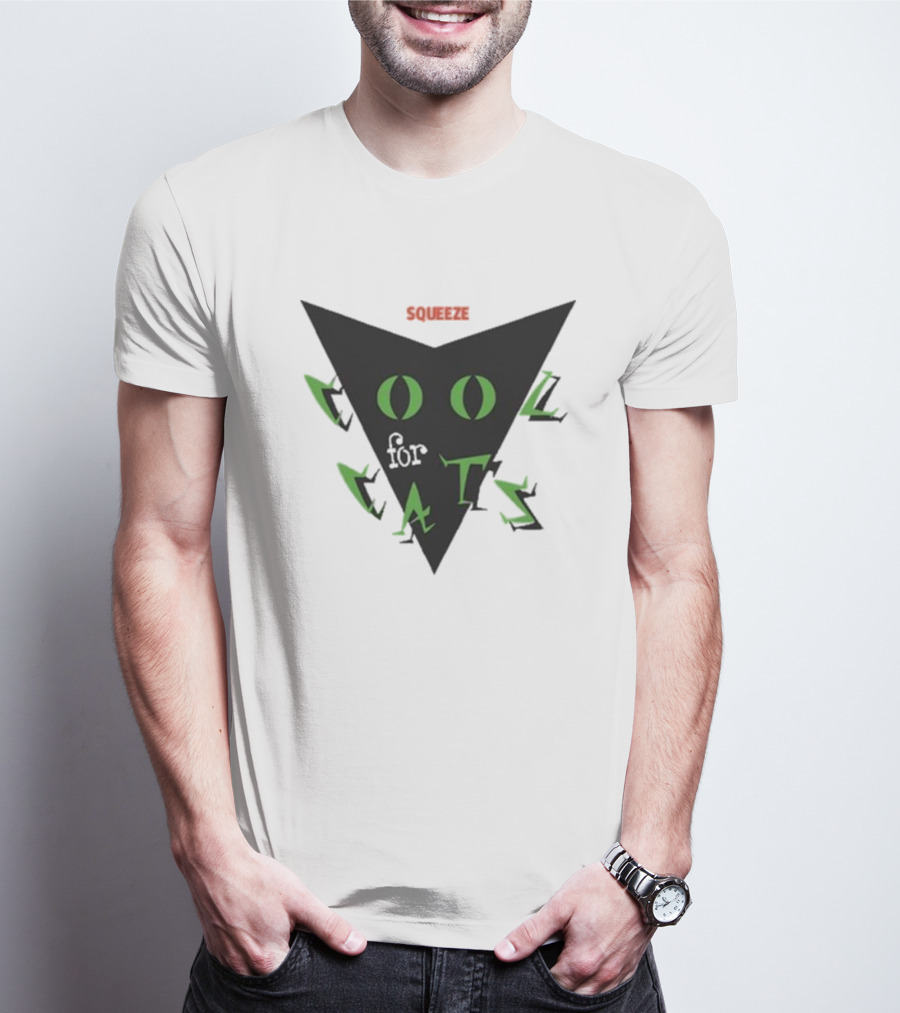 Squeeze Cool For Cats Black Green Eyes Triangle T-Shirt