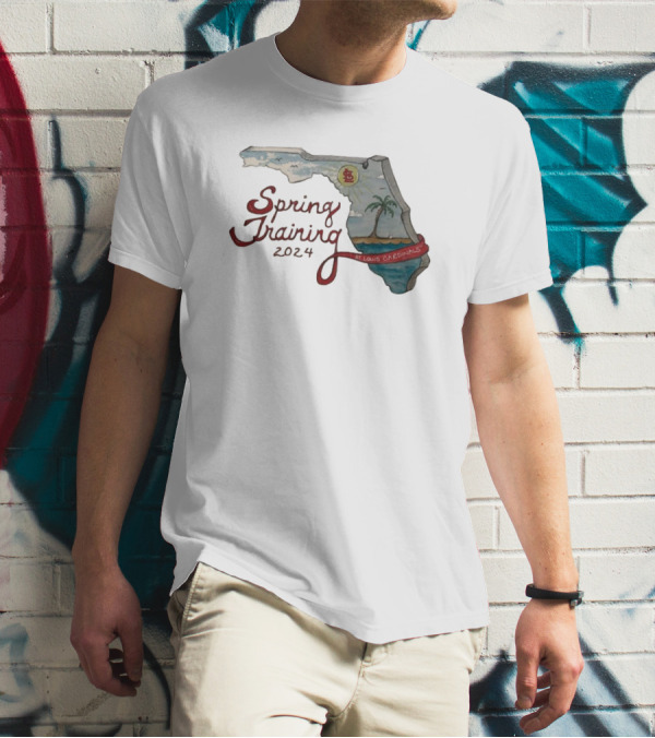 St. Louis Cardinals Spring Training 2024 Florida Map Grapefruit League T-Shirt