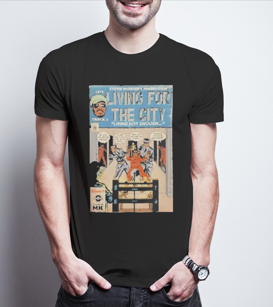 1973 Stevie Wonder's Innervision Living For The City Track 3 Comic T-Shirt