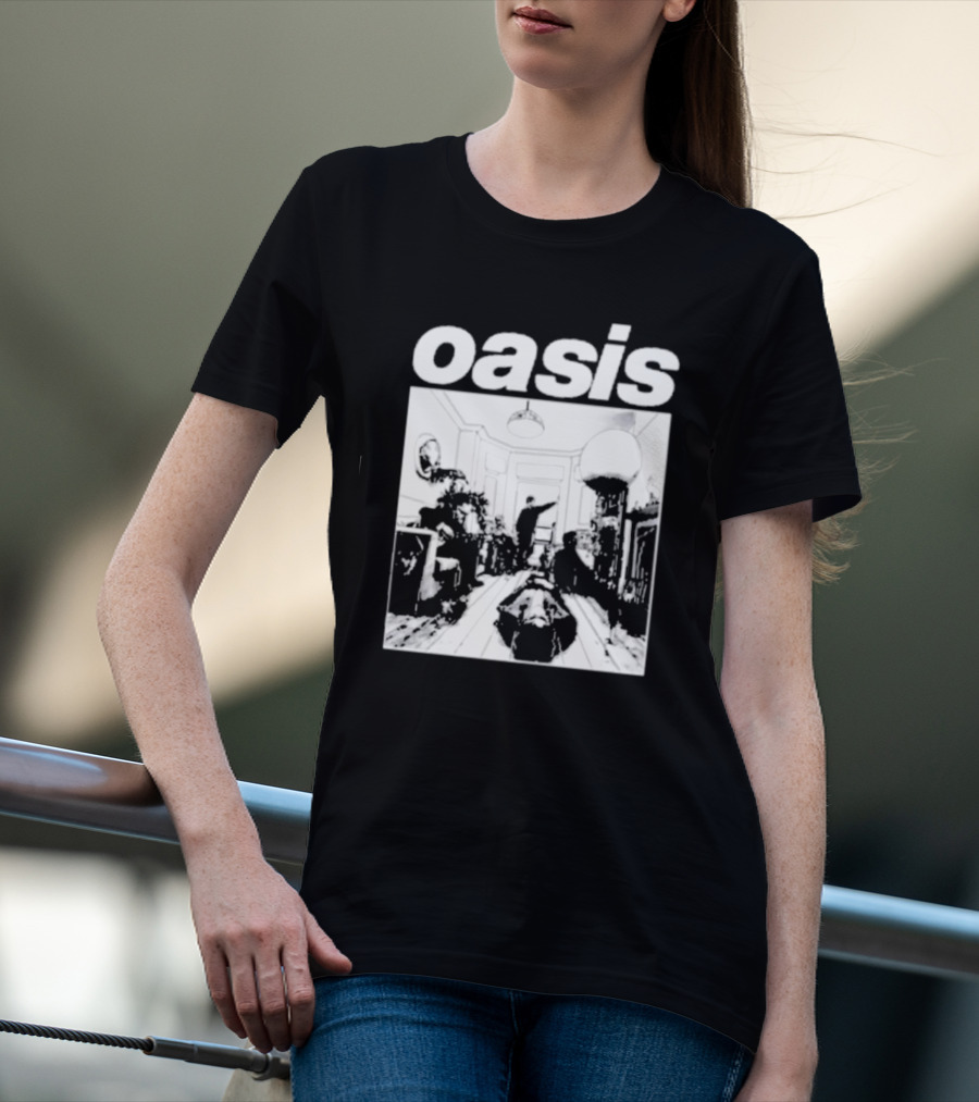 Oasis Definitely Maybe Monochrome Room Scene T-Shirt
