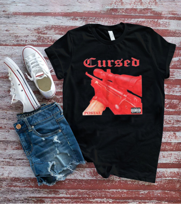 Cursed Postal Rifle Record Text Explicit Content T-Shirt