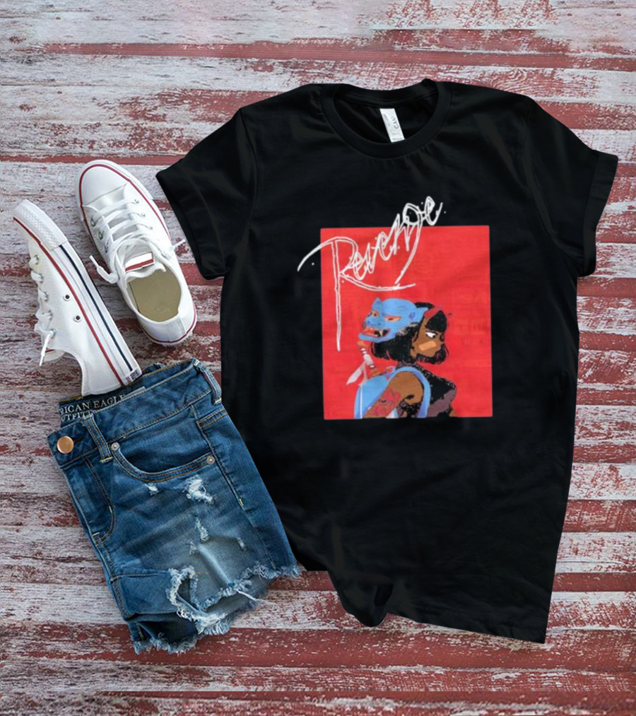 Revenge Warrior With Blue Mask And Bold Typography T-Shirt