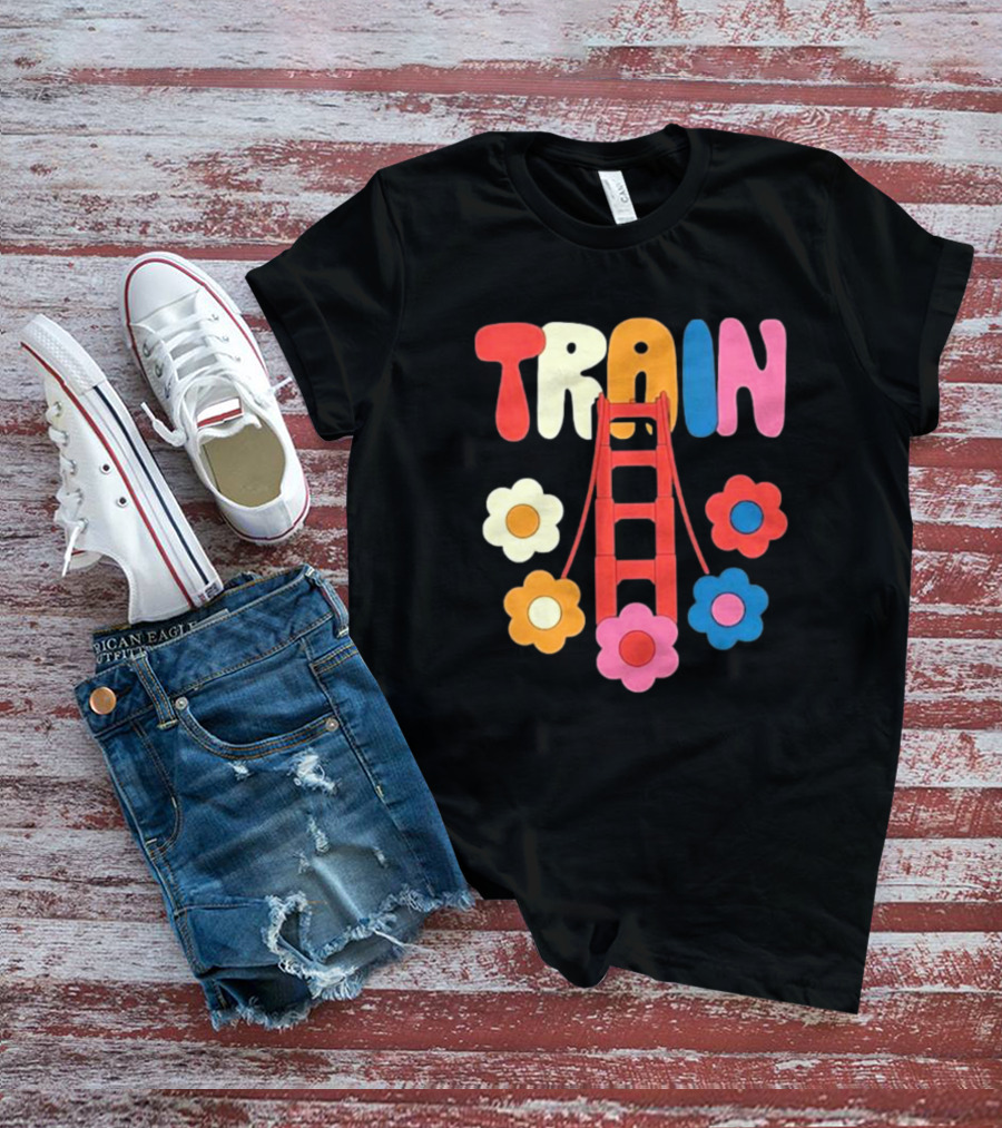 Train Golden Bridge Flowers T-Shirt