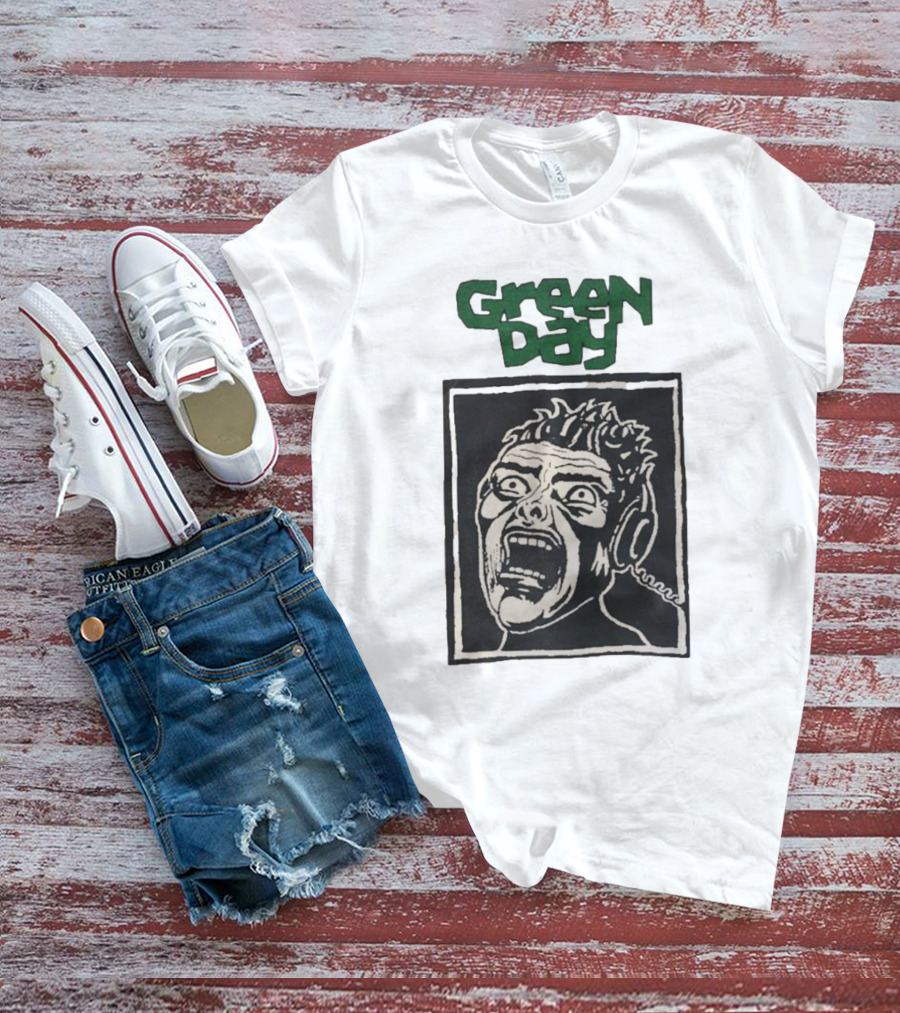 Rare Vintage Green Day Basket Case Iconic Screaming Face T-Shirt