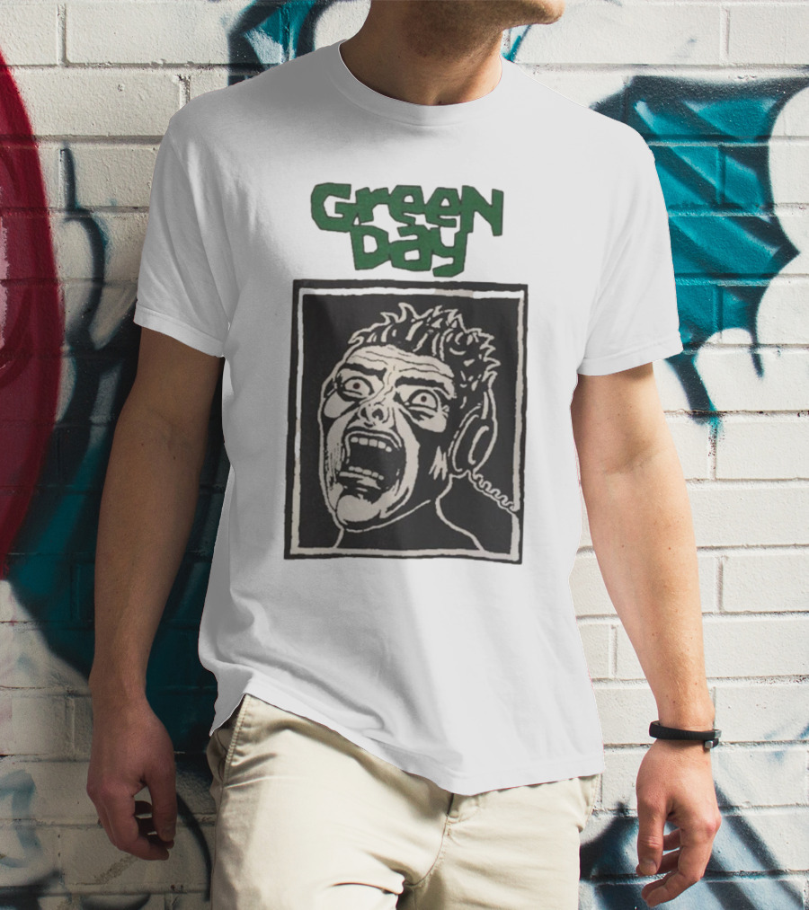 Rare Vintage Green Day Basket Case Iconic Screaming Face T-Shirt