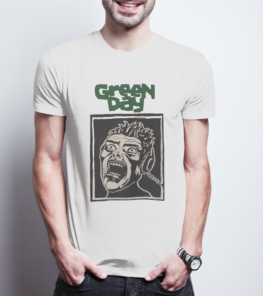 Rare Vintage Green Day Basket Case Iconic Screaming Face T-Shirt