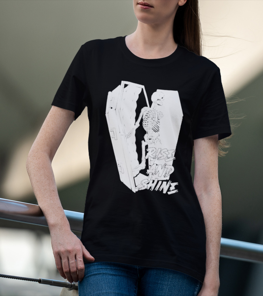 Rise And Shine Skeleton Emerging From Coffin T-Shirt