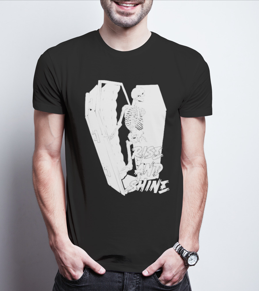 Rise And Shine Skeleton Emerging From Coffin T-Shirt