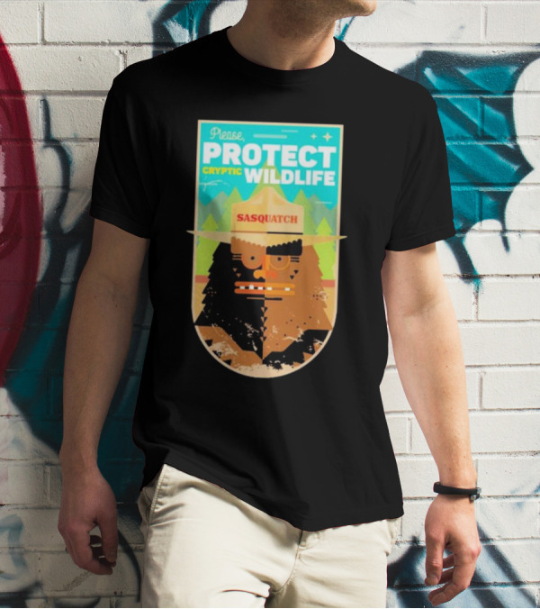 Please Protect Cryptic Wildlife Sasquatch T-Shirt