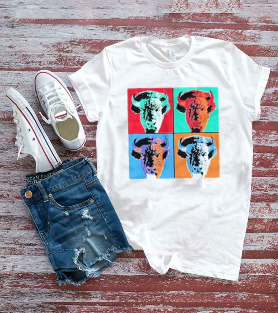 Pop Art Buffalo Quadrant In Vibrant Colors T-Shirt