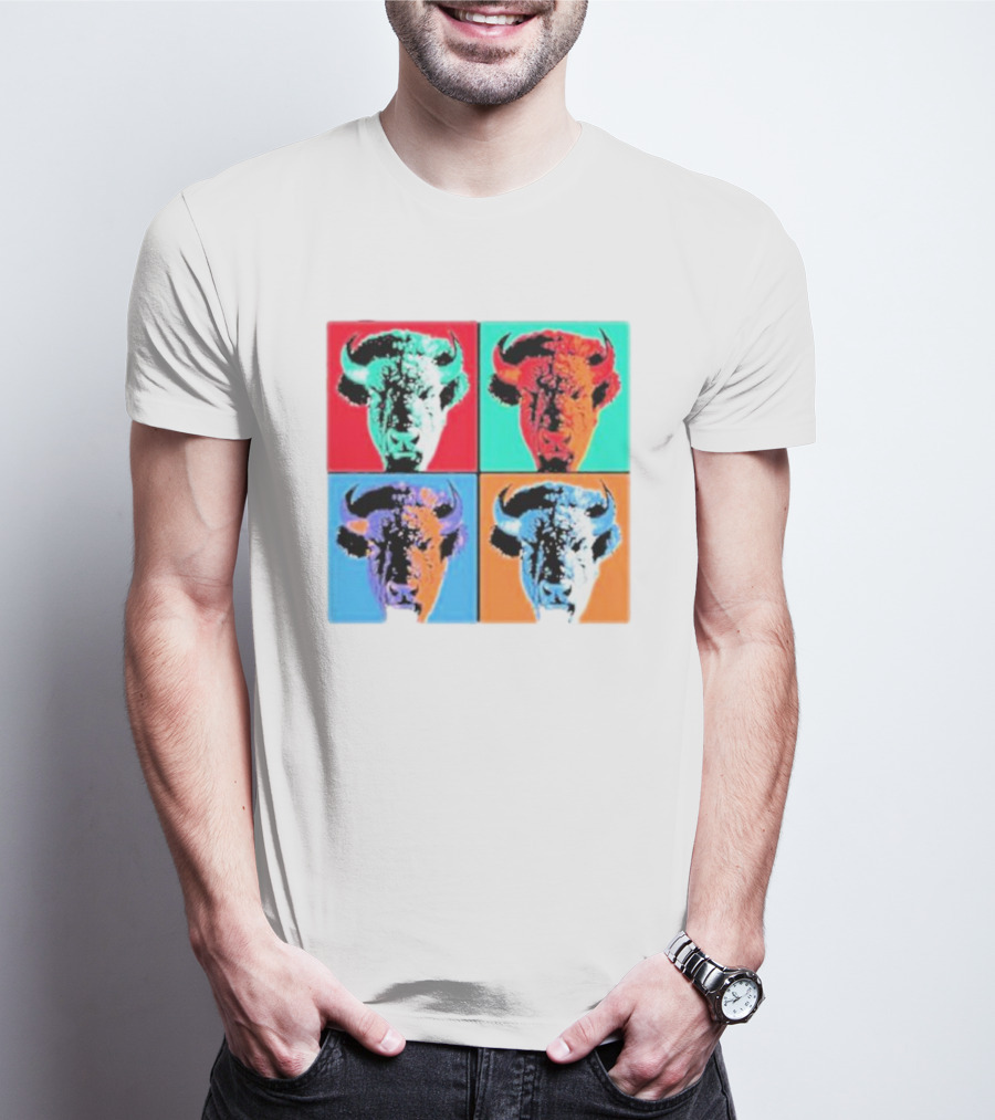 Pop Art Buffalo Quadrant In Vibrant Colors T-Shirt