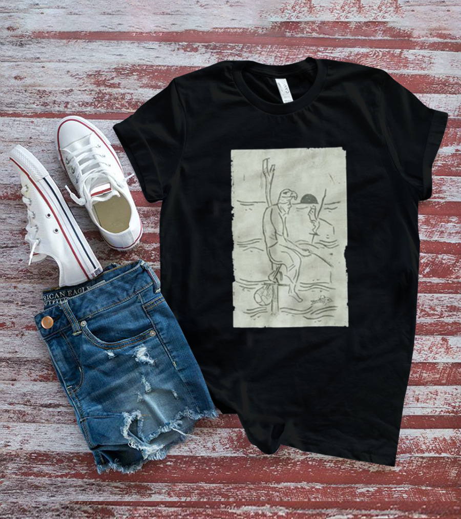Sage Sri Lanka Stilt Fisherman Drawing T-Shirt