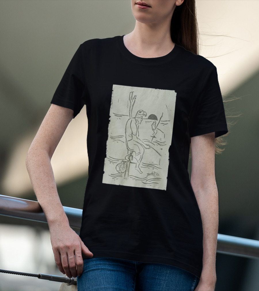 Sage Sri Lanka Stilt Fisherman Drawing T-Shirt