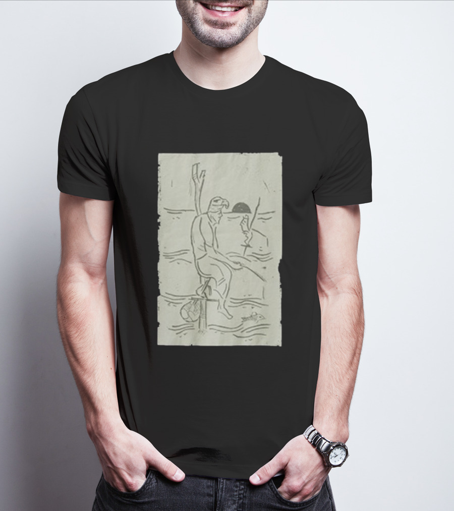 Sage Sri Lanka Stilt Fisherman Drawing T-Shirt