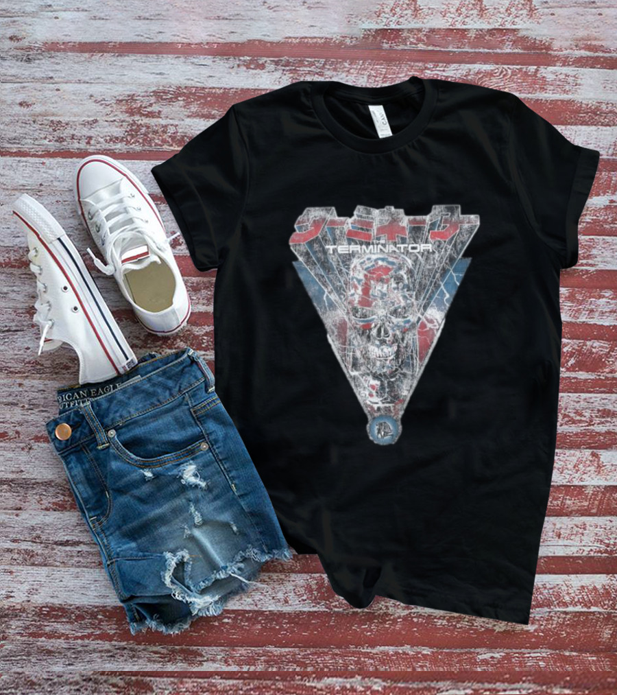 Terminator Kanji Retro Skull Lightning Glow In The Dark T-Shirt