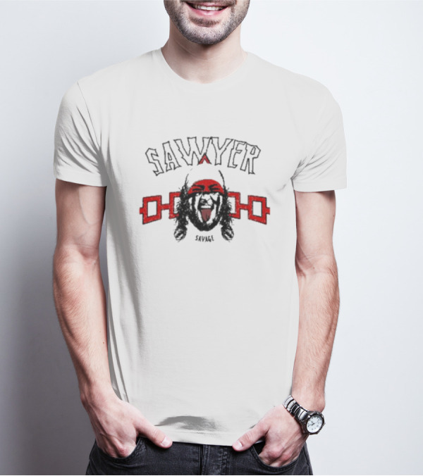 Sawyer Savage Graphic With Red Tribal Elements T-Shirt