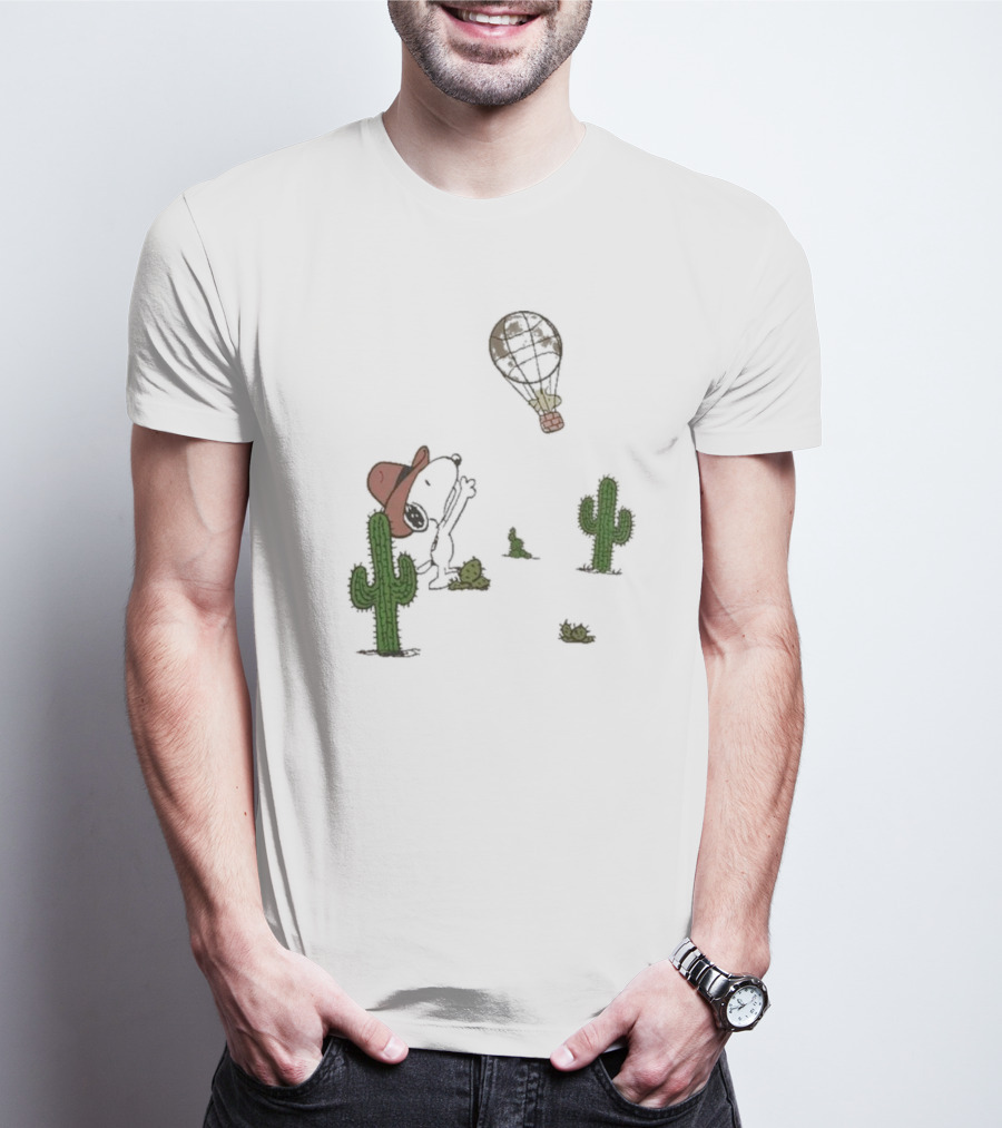 Peanuts Snoopy Woodstock Cactus Western Cowboy Balloon Women's T-Shirt
