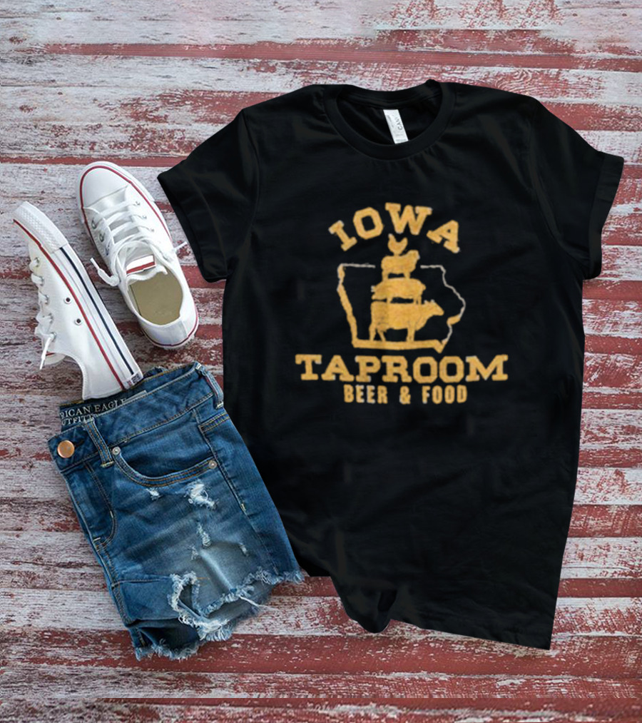 Iowa Taproom Beer And Food Farm Animals Stacked In Iowa Shape T-Shirt