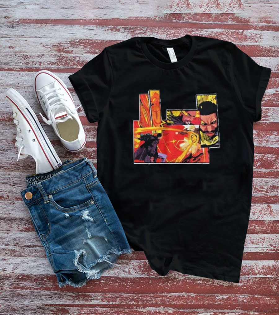 Kid Cudi Moon Man Full Comic Style Dynamic Red And Yellow Panels T-Shirt