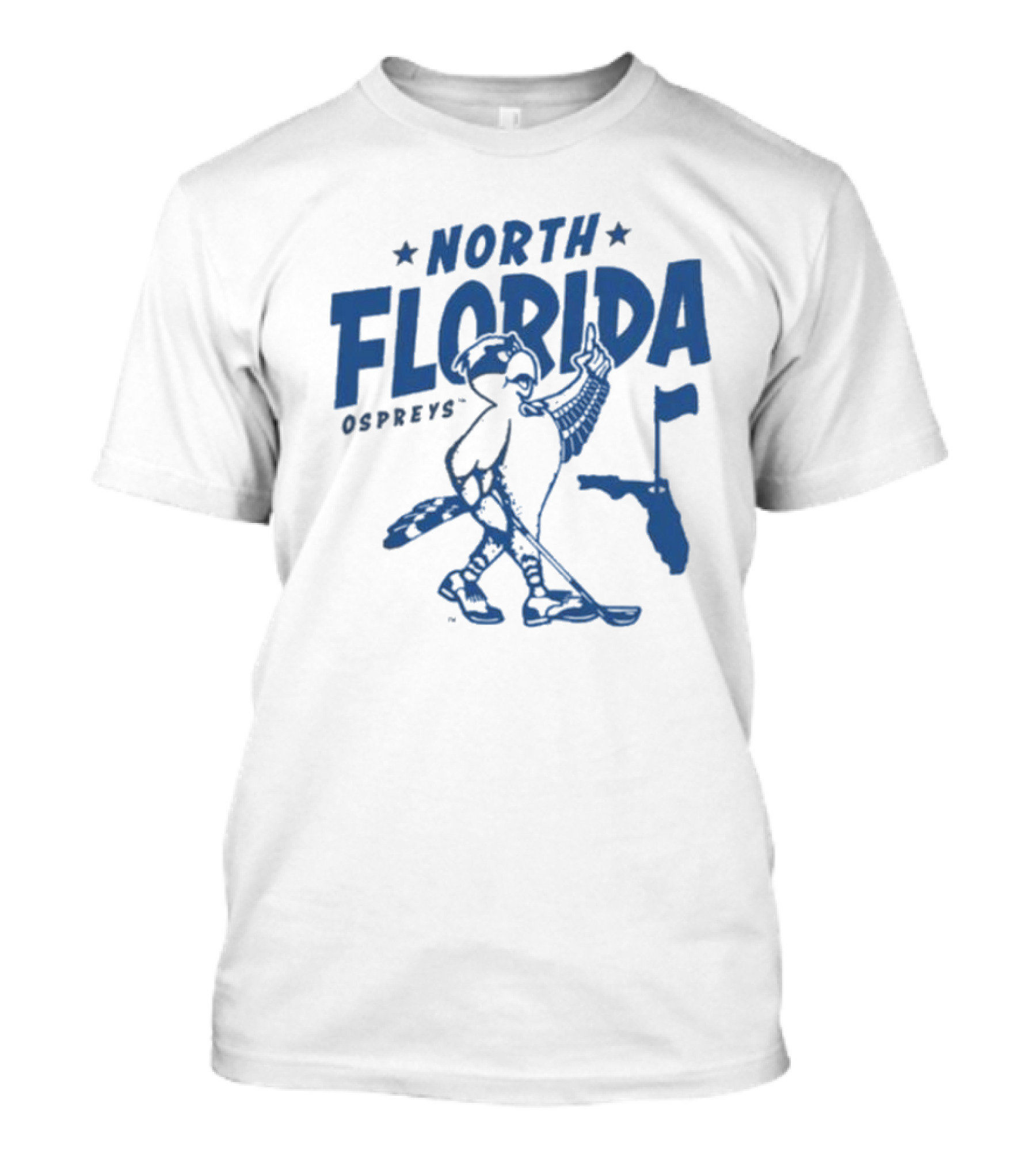 North Florida Ospreys Golfing Mascot Florida Map T-Shirt
