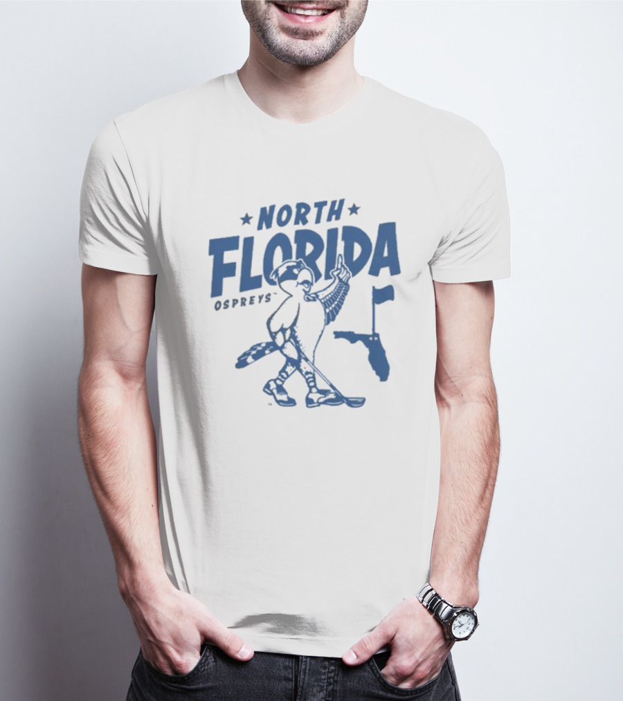 North Florida Ospreys Golfing Mascot Florida Map T-Shirt