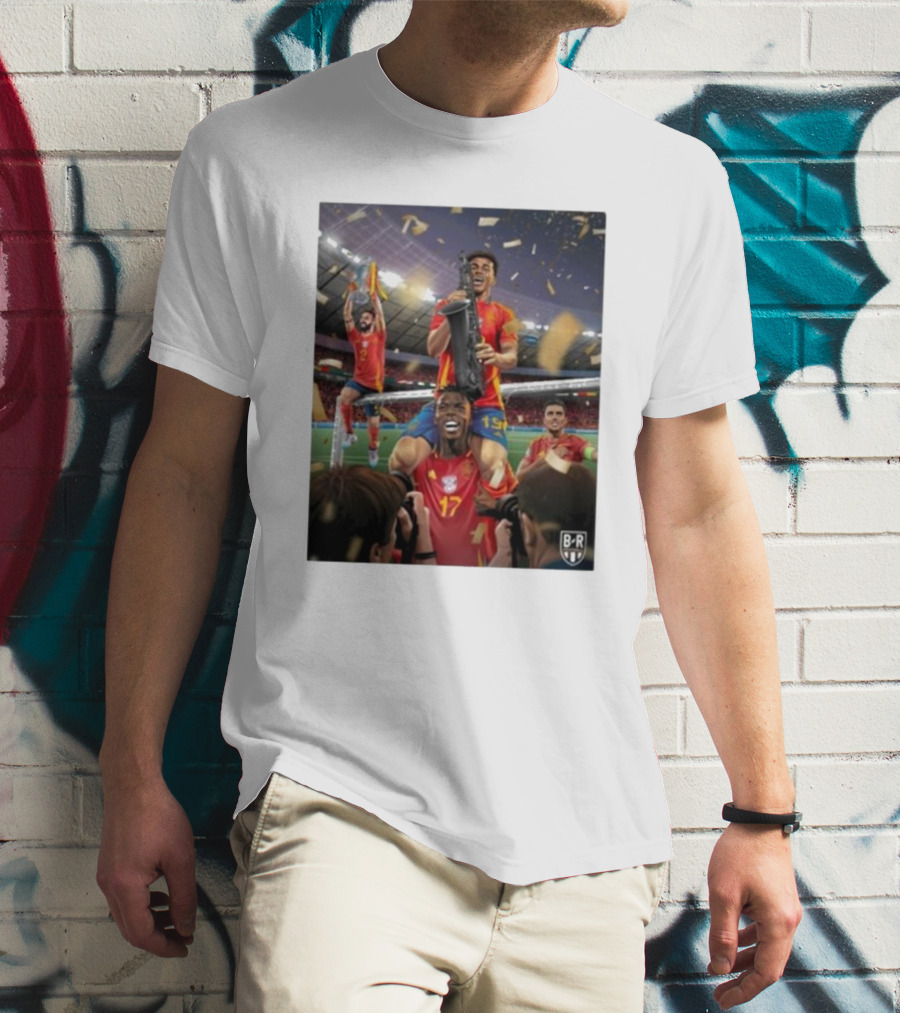 Spain Celebrates Euro 2024 Victory With Players Lifting Trophy In Stadium T-Shirt