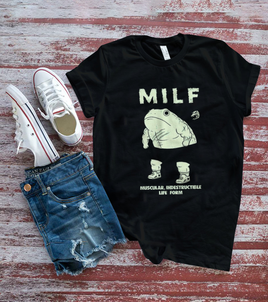 MILF Muscular Indestructible Life Form Frog With Sneakers T-Shirt