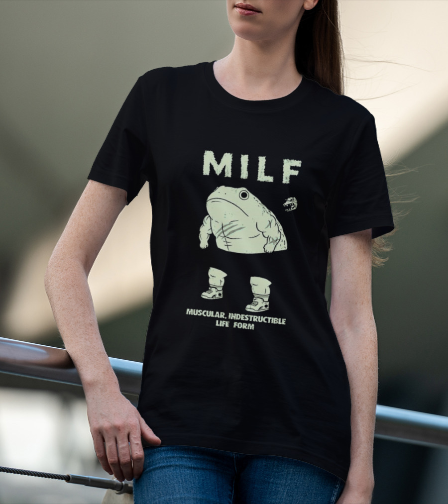 MILF Muscular Indestructible Life Form Frog With Sneakers T-Shirt