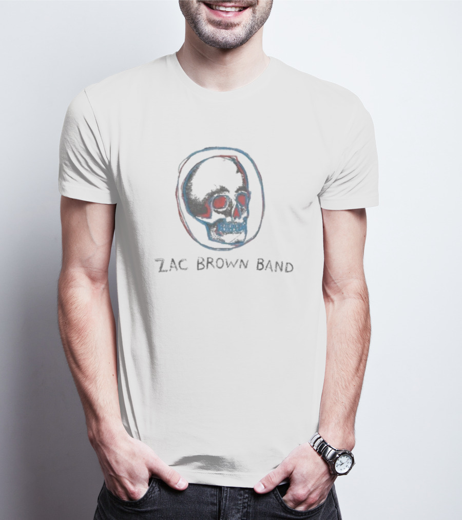 Zac Brown Band Red And Blue Skull Emblem T-Shirt