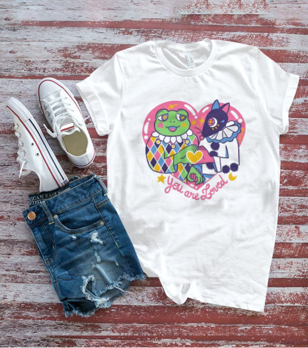 You Are Loved Harlequin X Pierrot Clown Heart Connection T-Shirt
