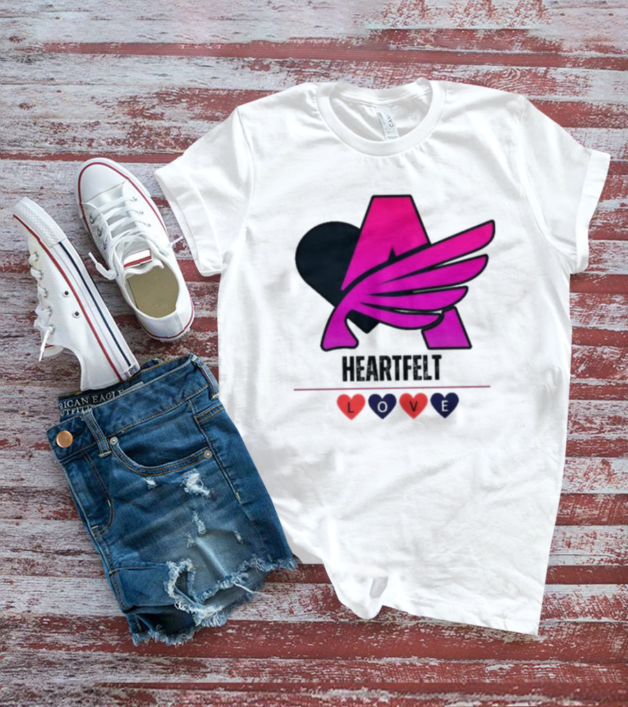 Heartfelt Love Pink Winged Heart T-Shirt