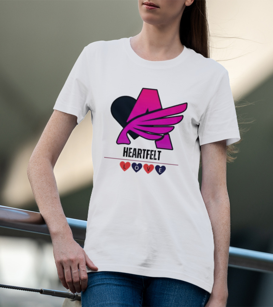 Heartfelt Love Pink Winged Heart T-Shirt