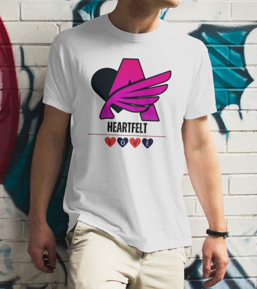Heartfelt Love Pink Winged Heart T-Shirt
