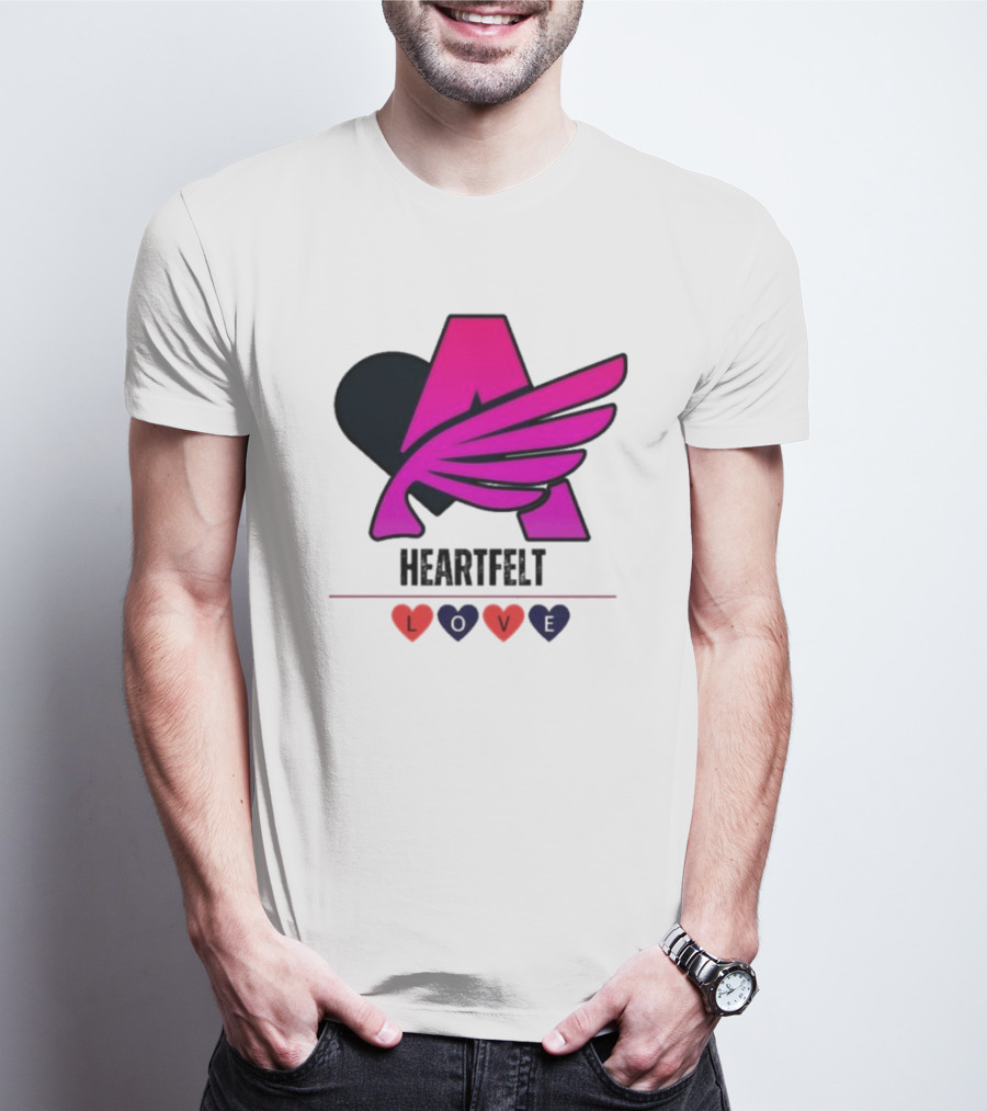 Heartfelt Love Pink Winged Heart T-Shirt