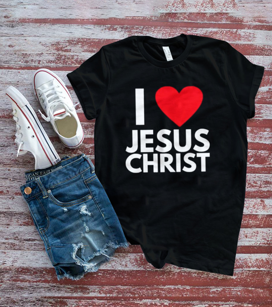 I Love Jesus Christ Christian Red Heart T-Shirt