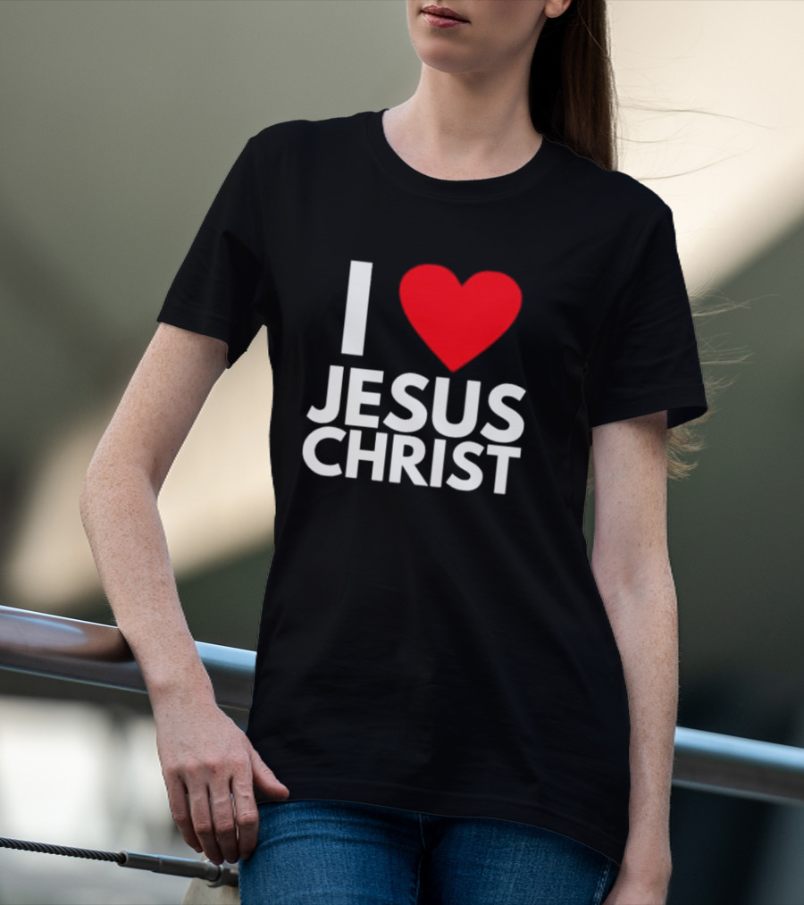 I Love Jesus Christ Christian Red Heart T-Shirt