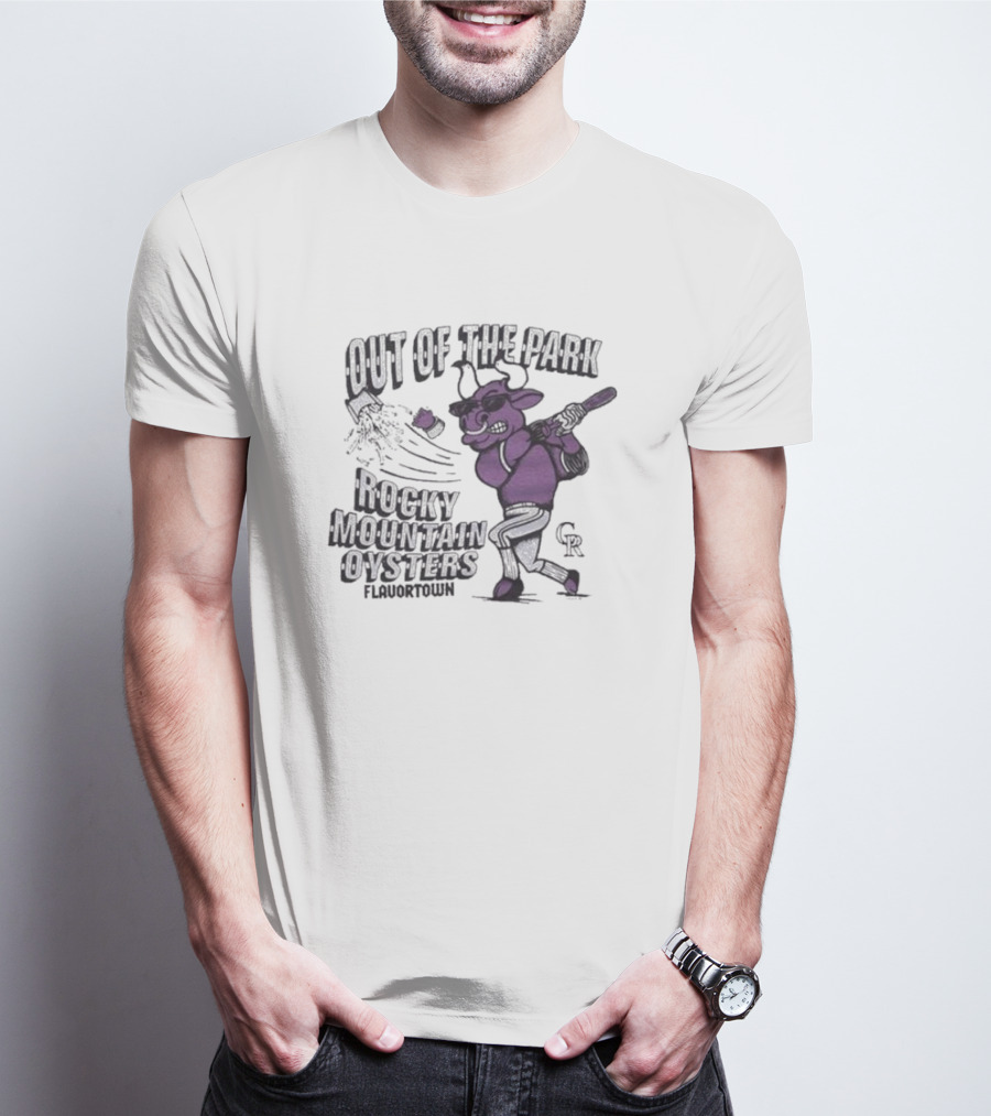 Mlb X Flavortown Colorado Rockies Cow Swinging Bat T-Shirt