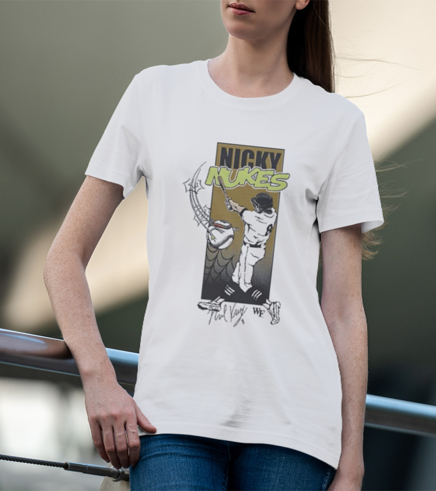 Nicky Nukes Baseball Player Batting With Spider T-Shirt