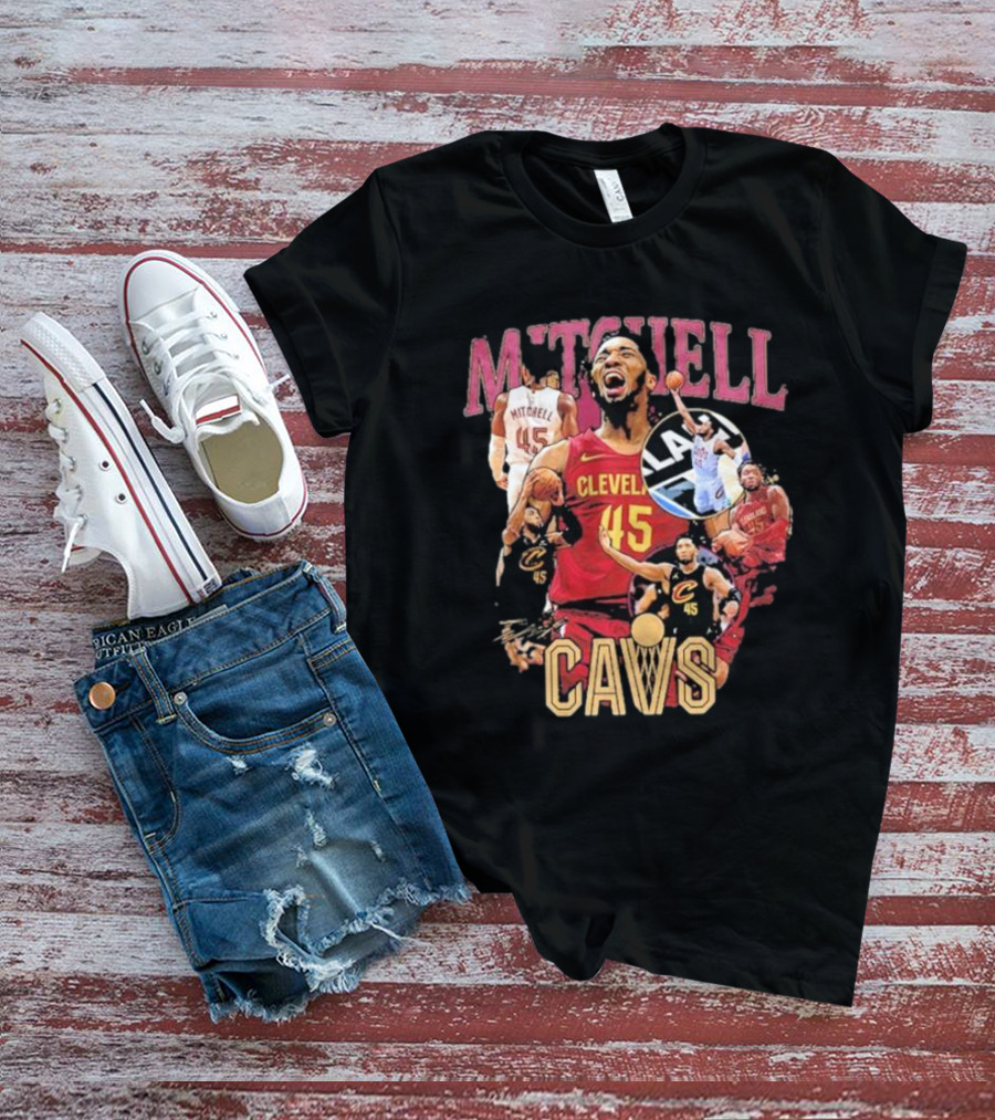 Mitchell Cleveland Cavs 45 Basketball Hype Signature T-Shirt