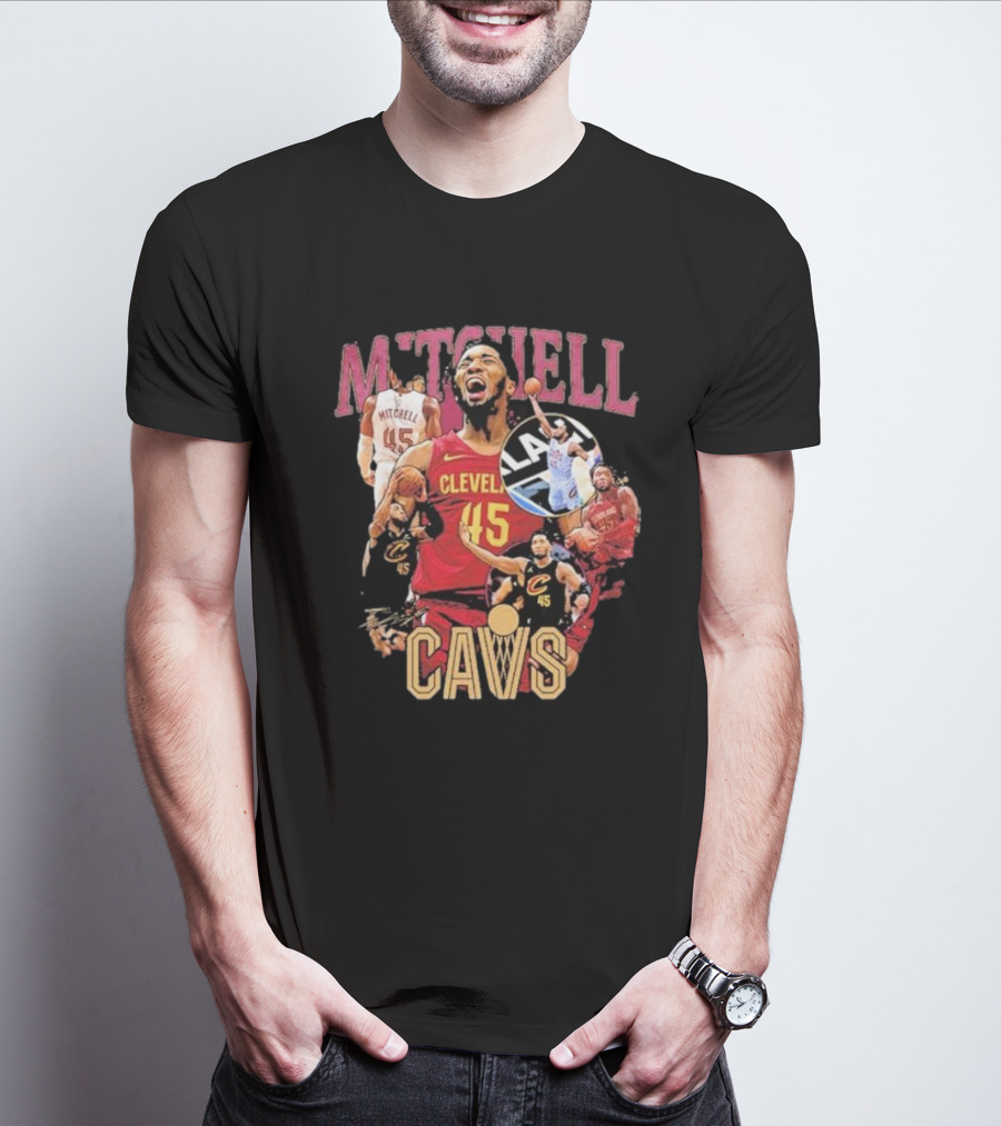 Mitchell Cleveland Cavs 45 Basketball Hype Signature T-Shirt