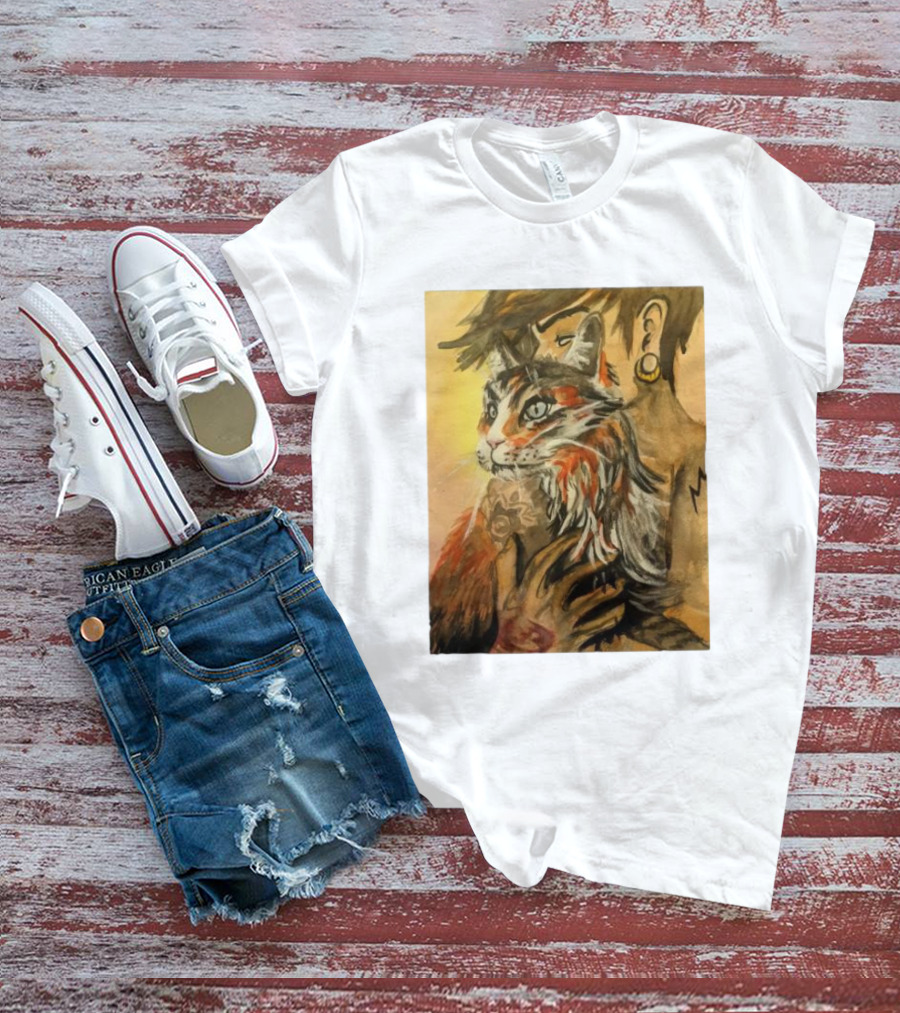 Companionship Megan Watkins Cat And Person With Tattoo And Ear Gauge T-Shirt