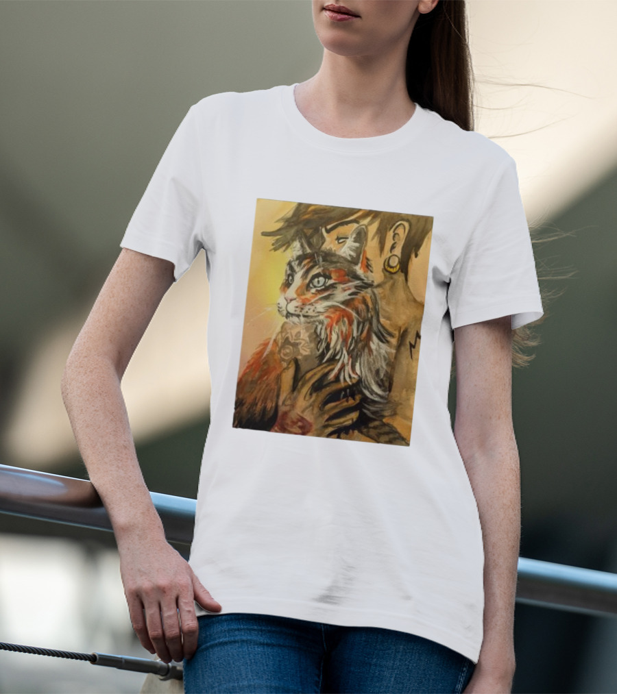 Companionship Megan Watkins Cat And Person With Tattoo And Ear Gauge T-Shirt
