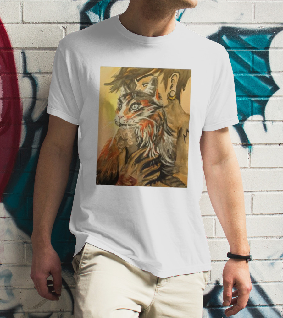 Companionship Megan Watkins Cat And Person With Tattoo And Ear Gauge T-Shirt