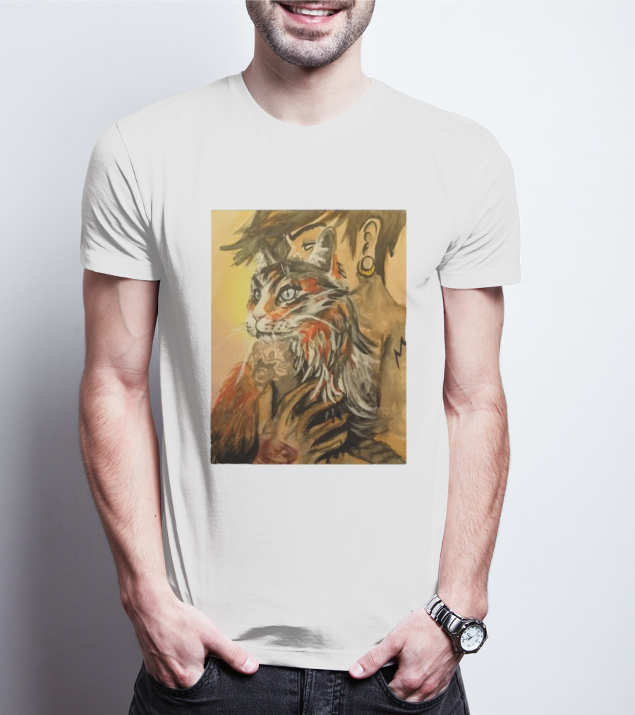 Companionship Megan Watkins Cat And Person With Tattoo And Ear Gauge T-Shirt
