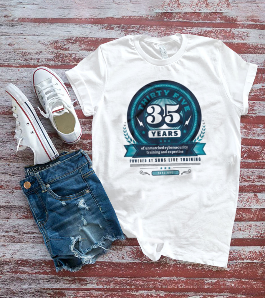 THIRTY FIVE 35 Years Of Unmatched Cybersecurity Training And Expertise Powered By SANS Live Training 100% OPC T-Shirt