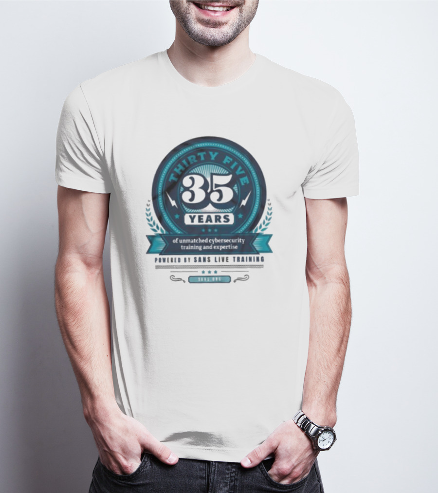 THIRTY FIVE 35 Years Of Unmatched Cybersecurity Training And Expertise Powered By SANS Live Training 100% OPC T-Shirt