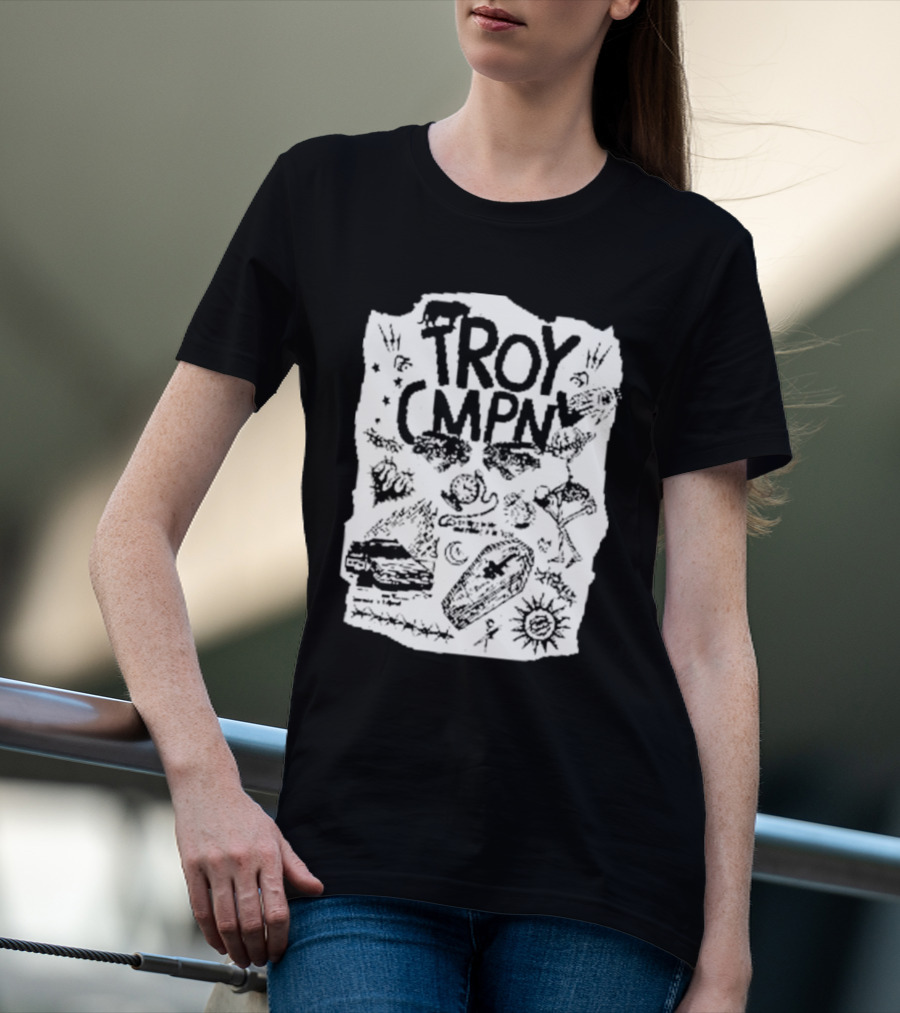 Troy CMPN Mineral Blue Death Can Come Anytime Ds 2447 Coffin Sun Stars Moon T-Shirt