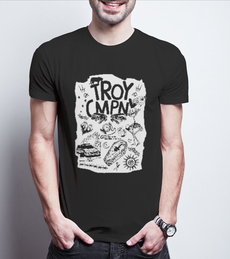 Troy CMPN Mineral Blue Death Can Come Anytime Ds 2447 Coffin Sun Stars Moon T-Shirt