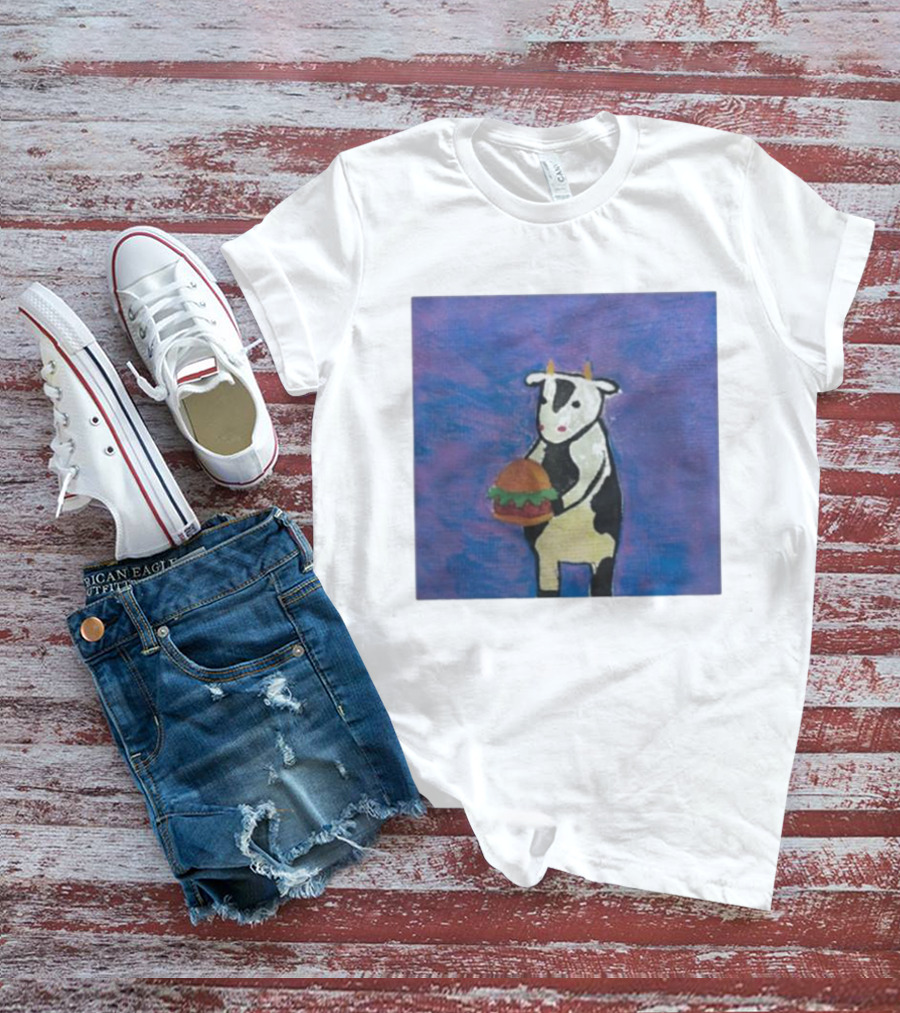 Leanbeefpatty Cow Holding Burger Carnivorous Beef T-Shirt